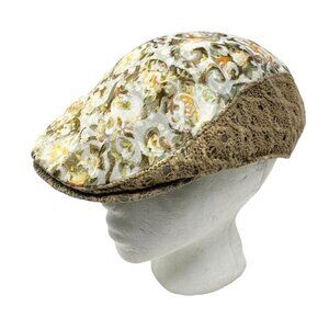 Grace Hats Womens Victorian Floral Print Shimmer Crochet Lace Boho Newsboy‎ Cap